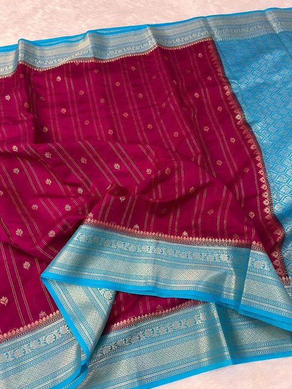 B12031 Banaras Chiniya Silk Saree - Purple