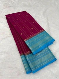 B12031 Banaras Chiniya Silk Saree - Purple