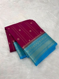 B12031 Banaras Chiniya Silk Saree - Purple