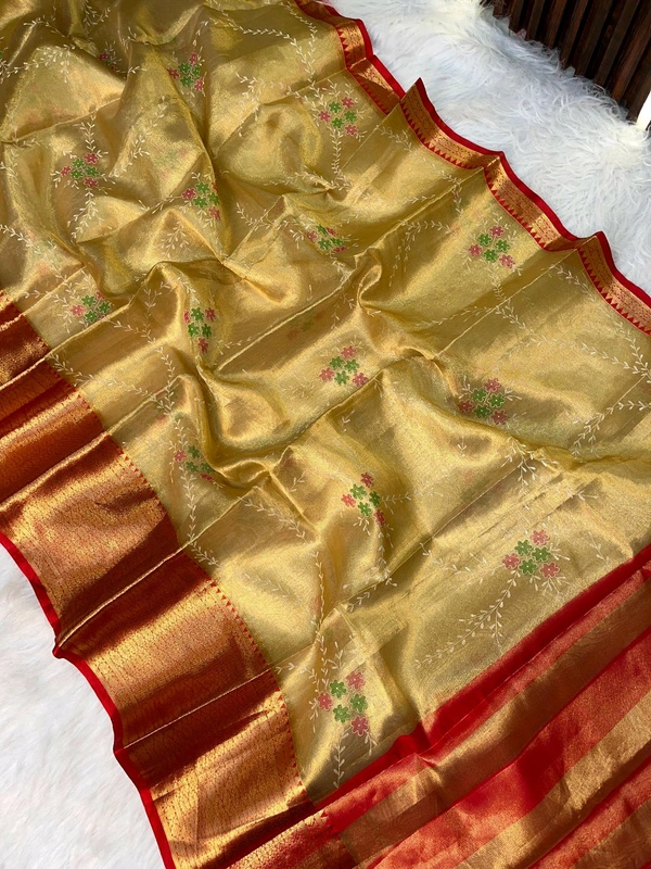 W13065 Kanjivaram Golden Soft Zari Weaving Saree 