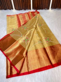 W13065 Kanjivaram Golden Soft Zari Weaving Saree 