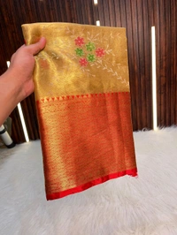 W13065 Kanjivaram Golden Soft Zari Weaving Saree 
