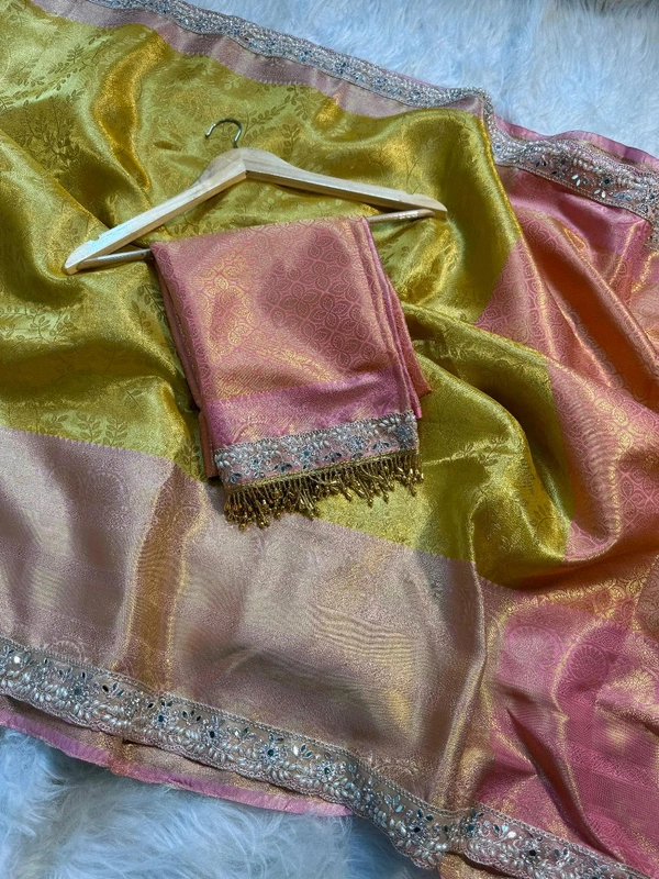 B17102 Soft Masru Katan Saree With Lace Work 