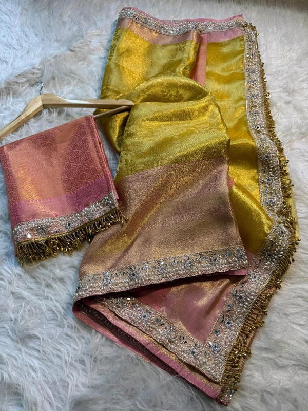B17102 Soft Masru Katan Saree With Lace Work 