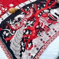 W54001 Premium Mul Mul Fabric Saree With Lace border Stiched blouse  - 34