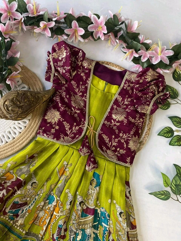 KW07001 JEVAS Exclusive special Dola Silk With Floral Design And Sari Weaving Border  - 2 - 3 Years