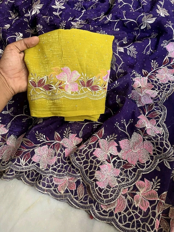 W77013 Crunchy Fabric Stone Work Saree