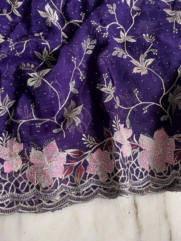 W77013 Crunchy Fabric Stone Work Saree
