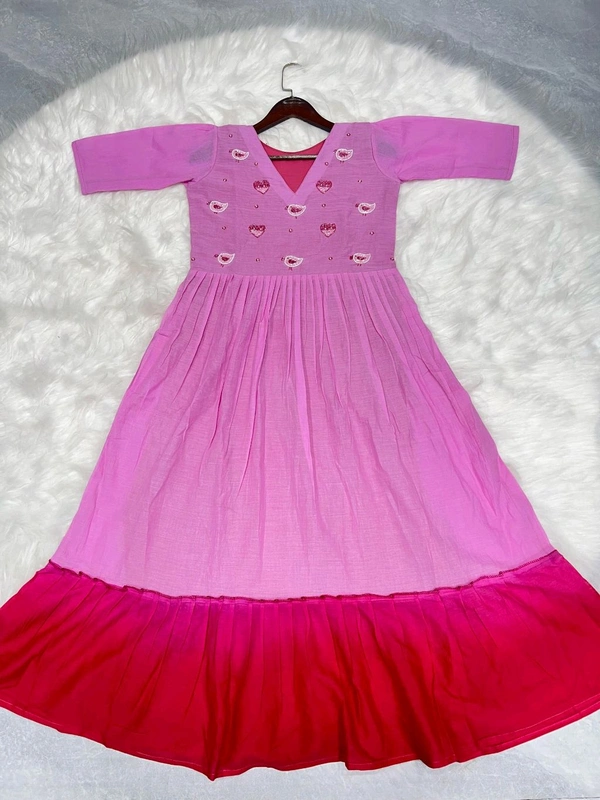 EW39001 Mul Mul Cotton Frock  - Xl up to XXL margin