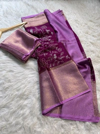 B17010 Warm Silk Saree With Chikan Kari Embroidery Saree