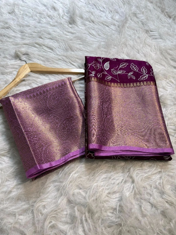 B17010 Warm Silk Saree With Chikan Kari Embroidery Saree