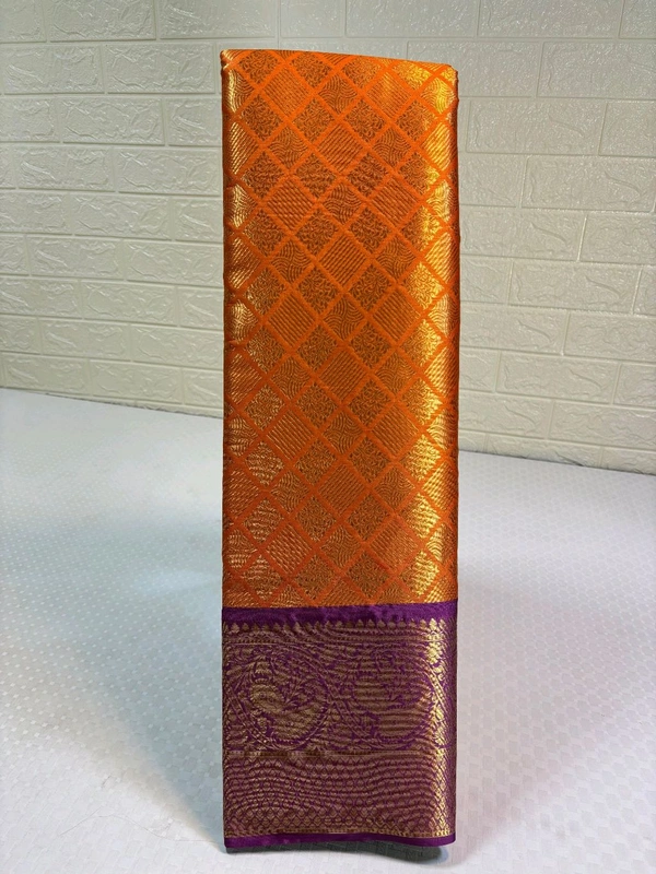 B06355 Semi Kanjivaram Soft Silk Saree - Orange