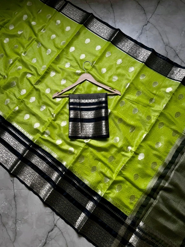 B04344 Semi Georgette Warm Silk Saree - Black