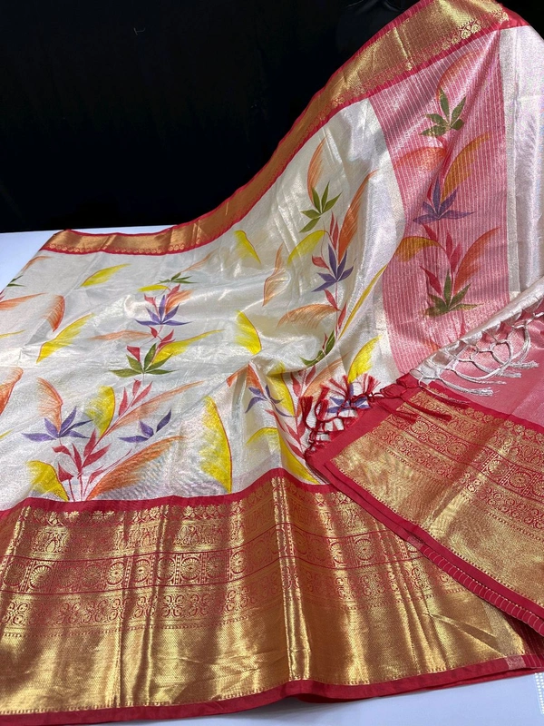 B06401 Hand Paint Kanjivaram Silk Saree - Red