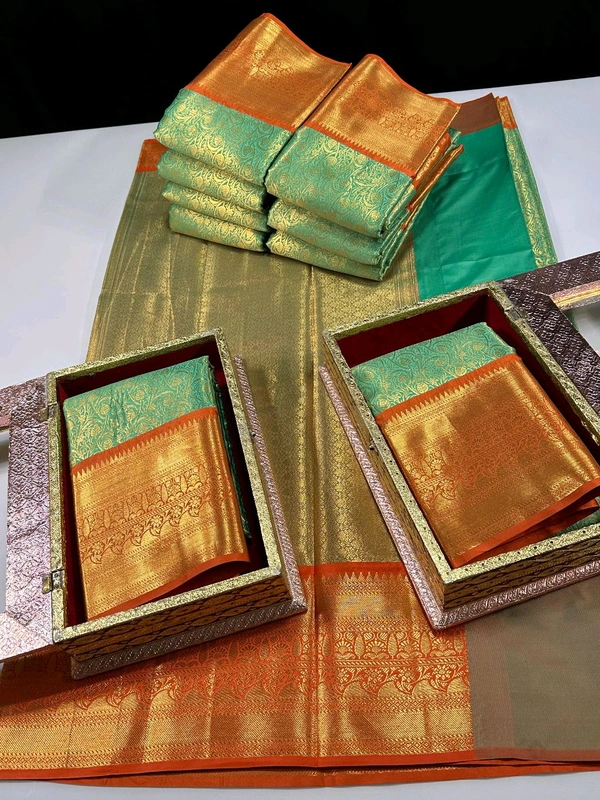 B06304 Soft Semi Kanchi Silk Saree - Sea Blue