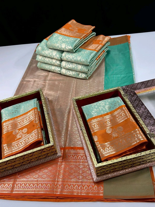 B06305  Soft Semi Kanchi Silk Saree - Teal