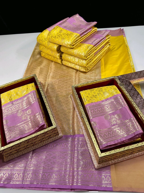 B06305  Soft Semi Kanchi Silk Saree - Yellow