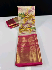 B06307 Hand Paint Kanjivaram Silk Saree - Pink