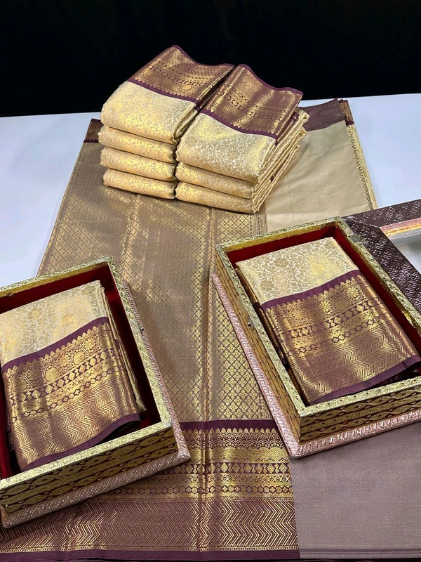 B06308  Soft Semi Kanchi Silk Saree - Brown