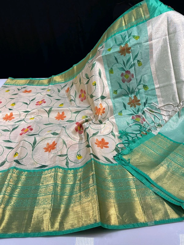 B06309 Hand Paint Kanjivaram Silk Saree - Pelorous