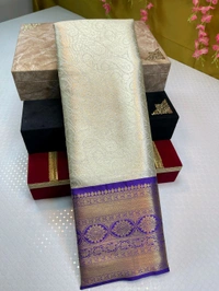 B06313 Semi Pure Kanjivaram Soft Silk Saree - Purple