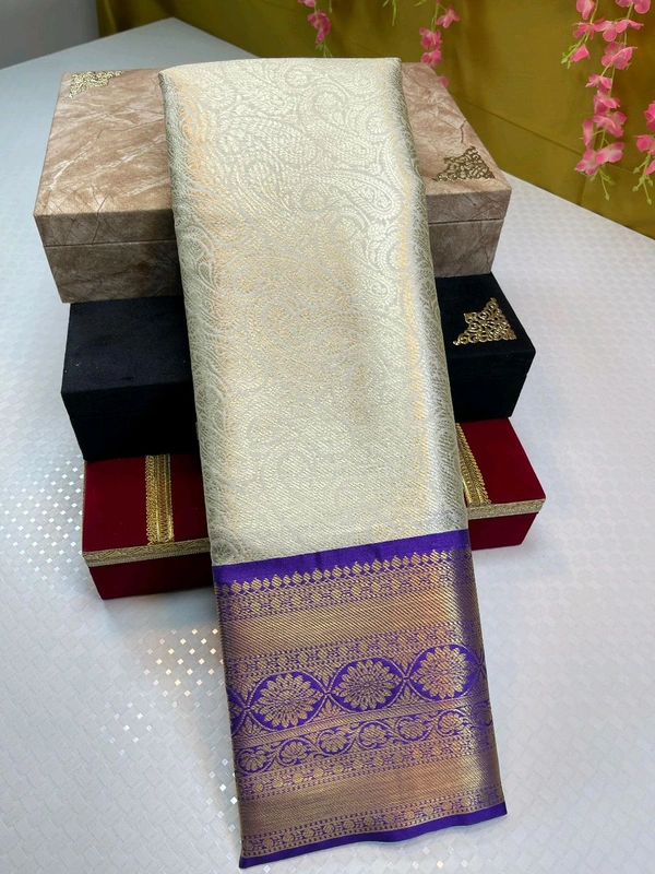 B06313 Semi Pure Kanjivaram Soft Silk Saree - Purple