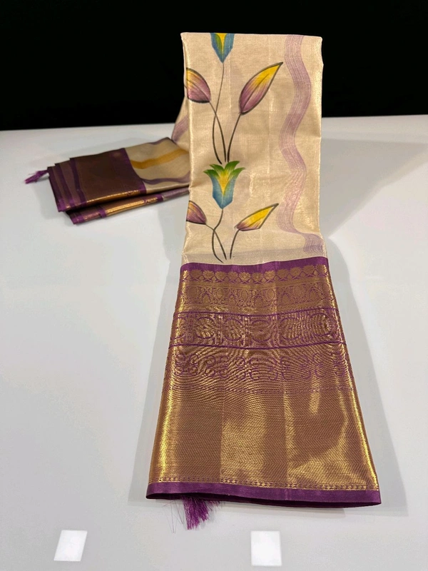 B06314 Hand Paint Kanjivaram Silk Saree - Megenda
