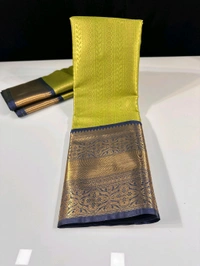 B06315 Semi kanjivaram Soft Silk Saree - Hippie Green