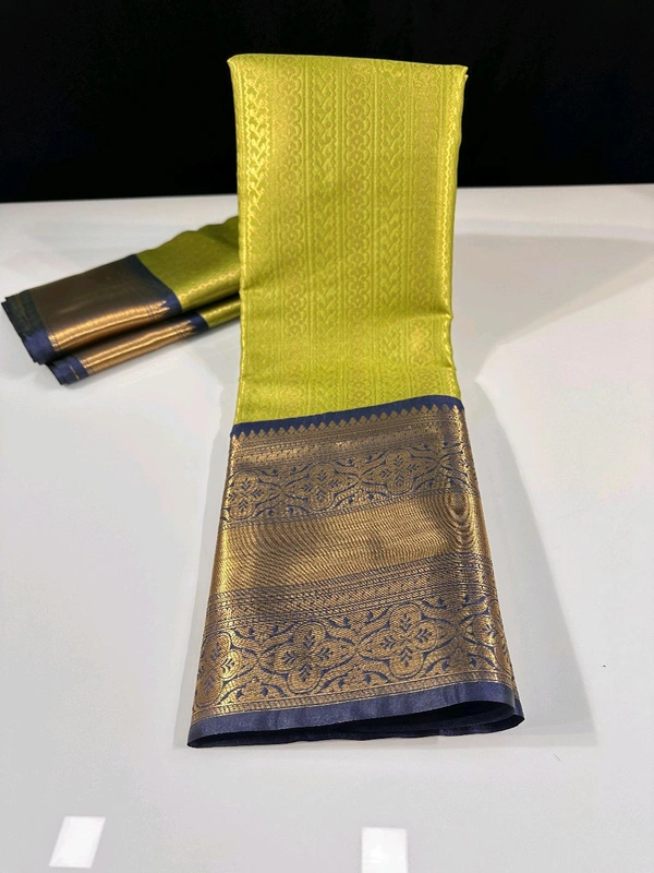 B06315 Semi kanjivaram Soft Silk Saree - Hippie Green