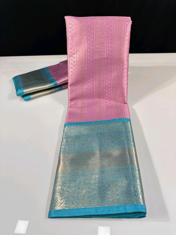 B06315 Semi kanjivaram Soft Silk Saree - Baby Pink