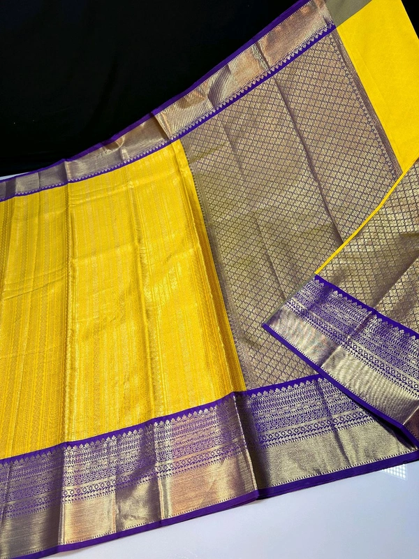 B06317 Semi Kanjivaram Soft Silk Saree - Yellow Purple 💜