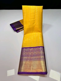 B06317 Semi Kanjivaram Soft Silk Saree - Yellow Purple 💜