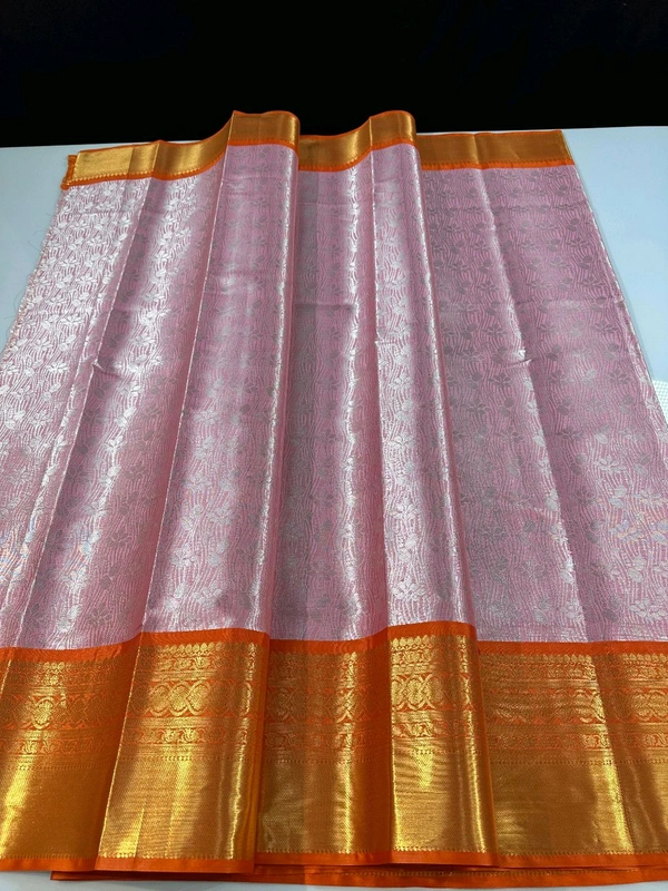 B06319 Semi Kanjivaram Soft Silk Saree - Orange