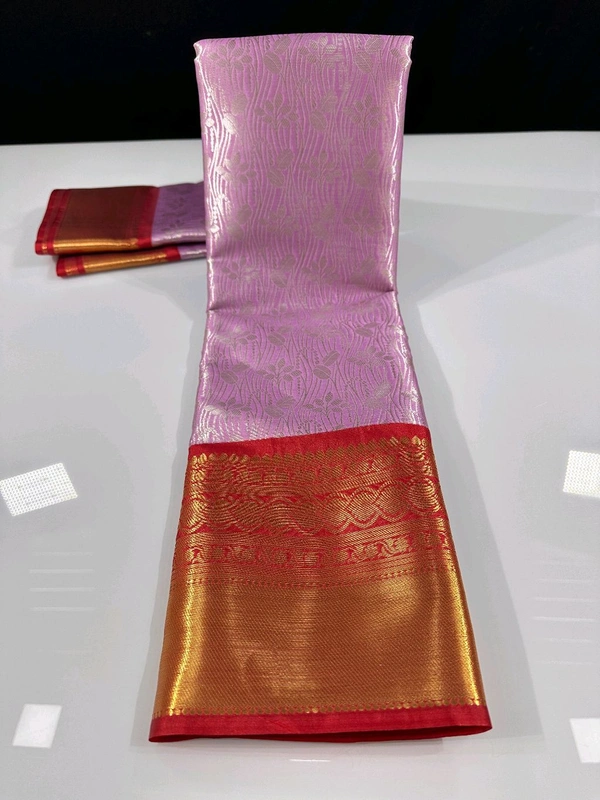 B06319 Semi Kanjivaram Soft Silk Saree - Red