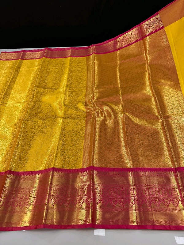 B06318 Premium Soft Semi Kanchipuram Silk Saree - Yellow