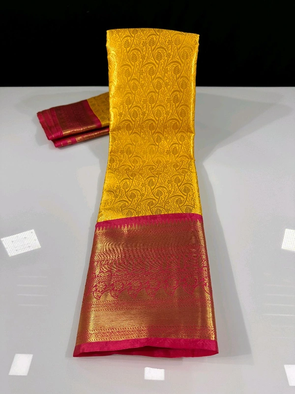 B06318 Premium Soft Semi Kanchipuram Silk Saree - Yellow