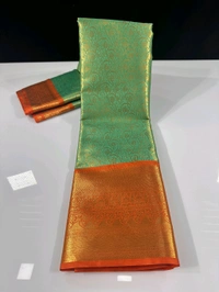 B06318 Premium Soft Semi Kanchipuram Silk Saree - Orange