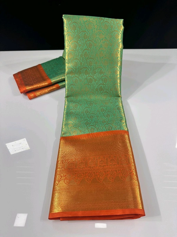 B06318 Premium Soft Semi Kanchipuram Silk Saree - Orange