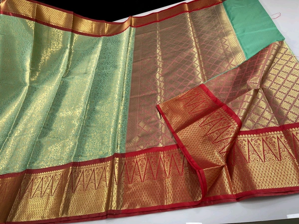 B06322 Premium Soft Semi Kanchipuram Silk Saree - Sea blue