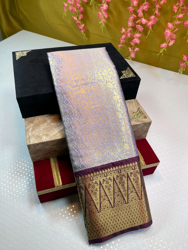 B06322 Premium Soft Semi Kanchipuram Silk Saree - Levender