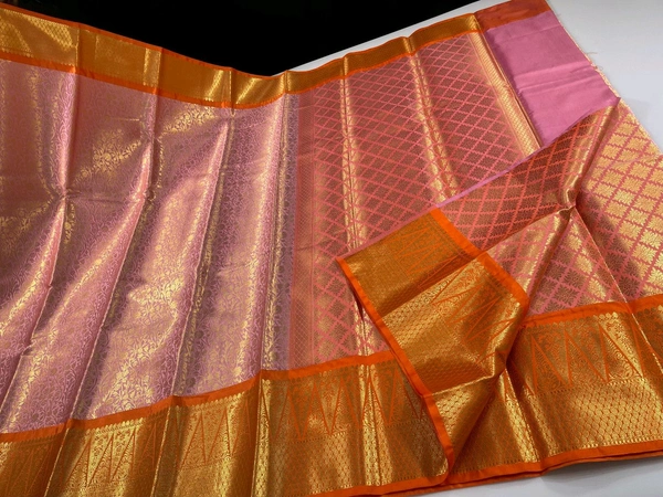 B06322 Premium Soft Semi Kanchipuram Silk Saree - Orange