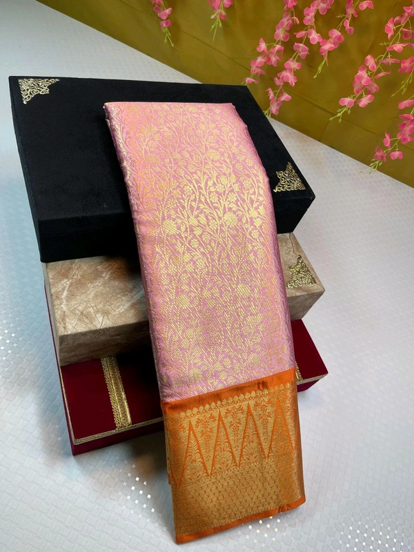 B06322 Premium Soft Semi Kanchipuram Silk Saree - Orange