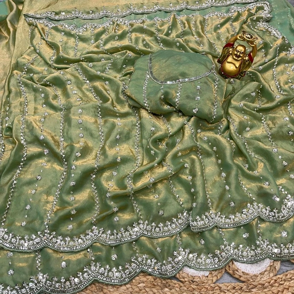 W78066 Bollywood trending Heavy Hand work space silk saree ✨ - Green