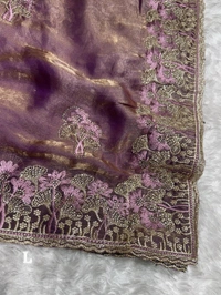 W12010 Premium space silk saree with Embroidery and zarkhan touch up 💓 - Lavender