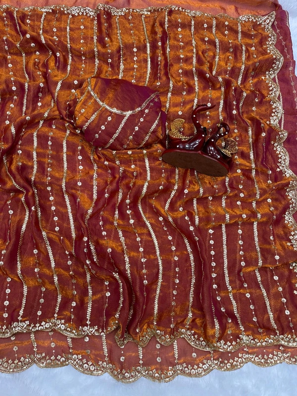 W06101 Replica Version Trending space silk saree ❣️
 - Orange