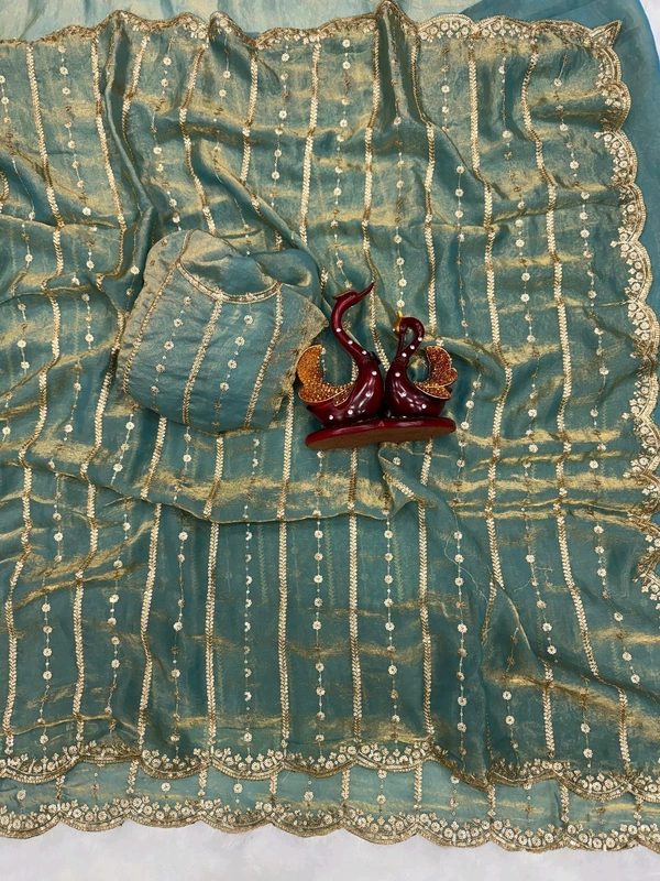 W06101 Replica Version Trending space silk saree ❣️
 - Sea Blue