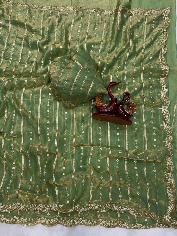 W06101 Replica Version Trending space silk saree ❣️
 - Green