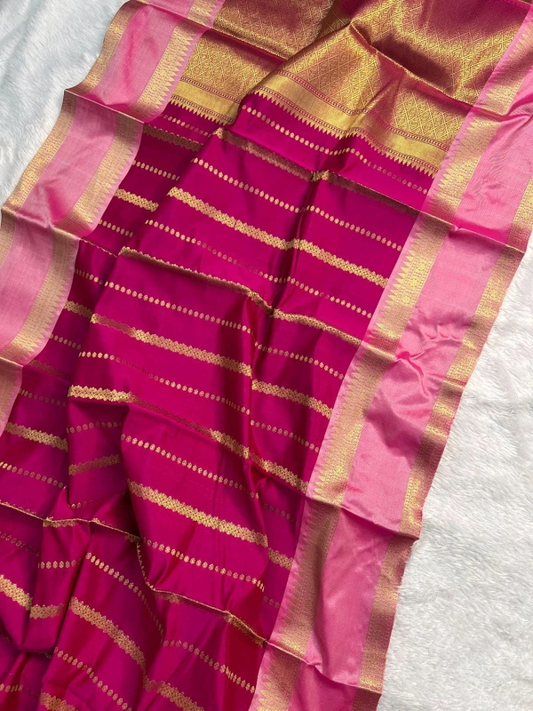 B12004 Soft Katan Kanjivaram Silk Saree  - Pink