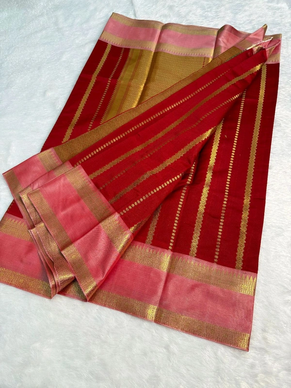 B12004 Soft Katan Kanjivaram Silk Saree  - Red