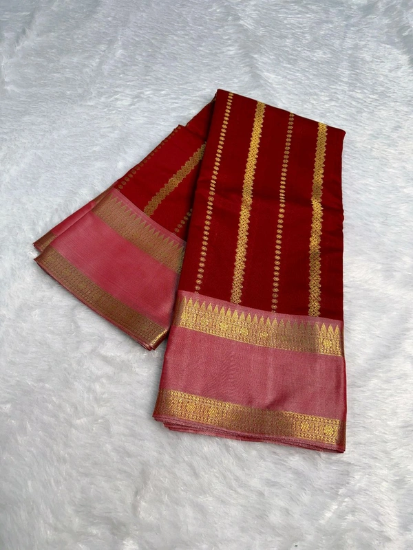 B12004 Soft Katan Kanjivaram Silk Saree  - Red